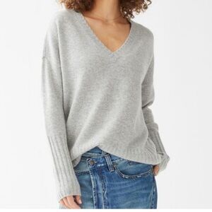 Not Monday Cashmere Sweater V Neck Gray Jumper